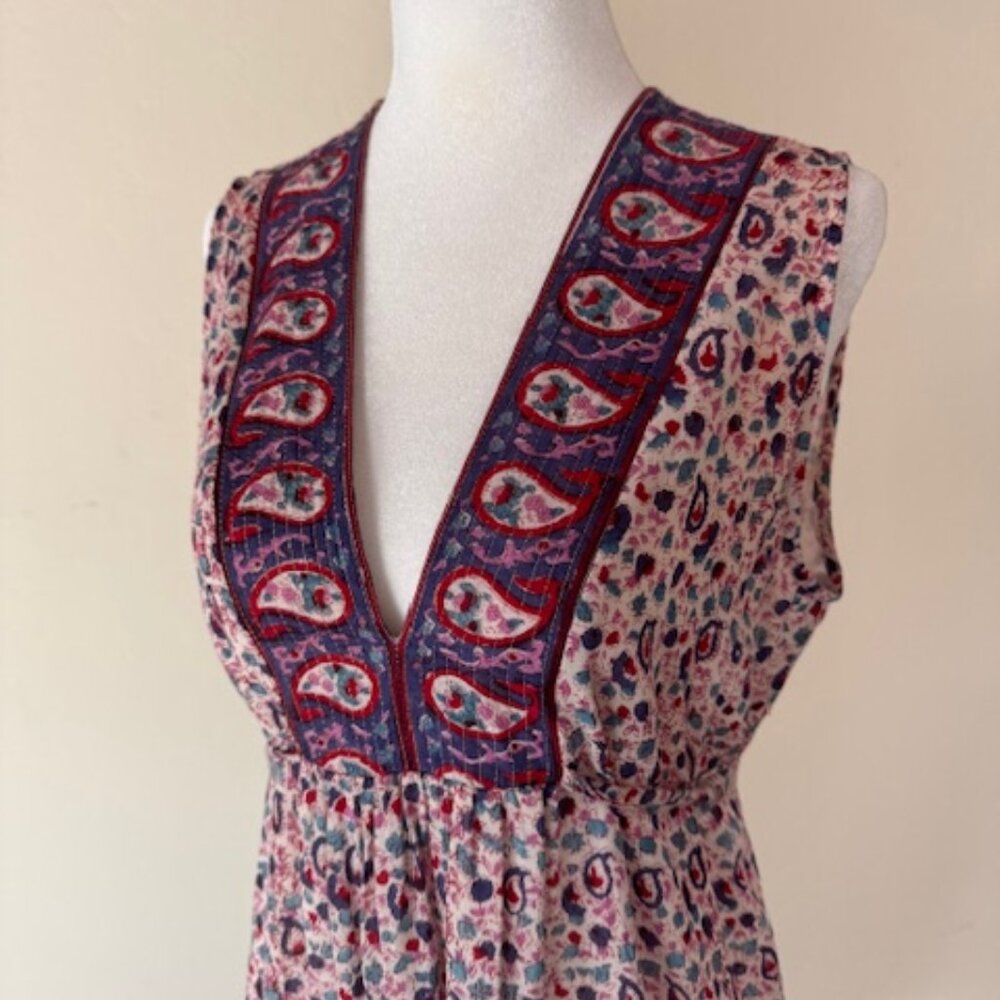 Bell by Alicia Bell Purple Paisley Silk+Cotton Sleeveless Midi Dress